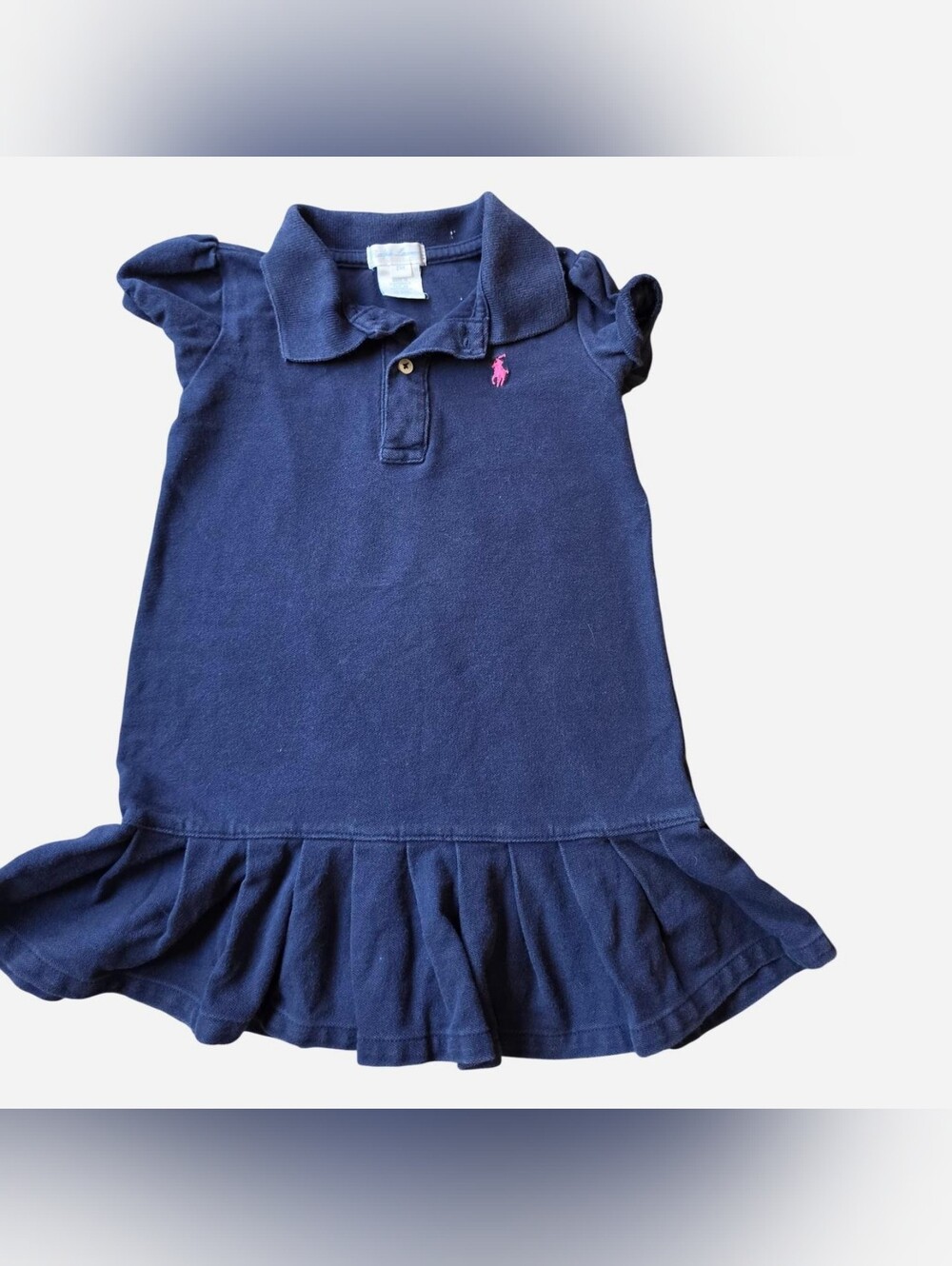 Ralph Lauren Navy Polo Vintage Dress with Pink Pony Logo